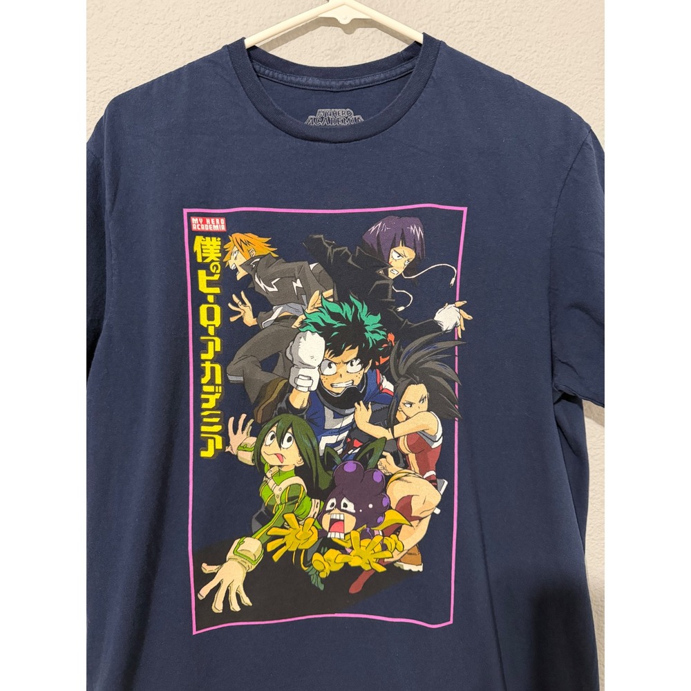 My Hero Academia Funimation Mens Large Navy Blue Graphic T-Shirt Deku Froppy